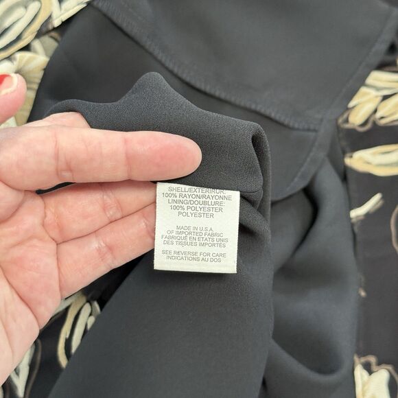 Vtg Talbots Midi Maxi Dress 14 Black Tan Floral Sleeveless Fairygrunge 90s Y2K - Picture 10 of 11